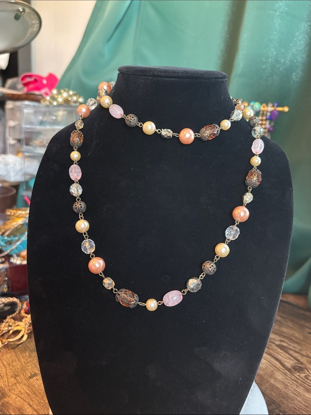 Handcrafted Pink & Peach Beaded Necklace for Women